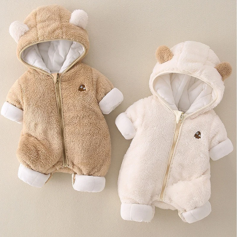 AYNIGIELL Cotton Hooded Jumpsuit for Baby, 0-18 Months