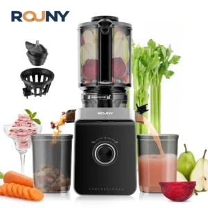 ROUNY 150W Slow Cold‑Press Juicer, Filter‑Free, 1‑1.5L Feed Chute
