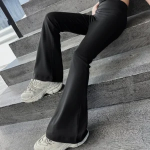 High Waist Black Flared Yoga Pants for Girls
