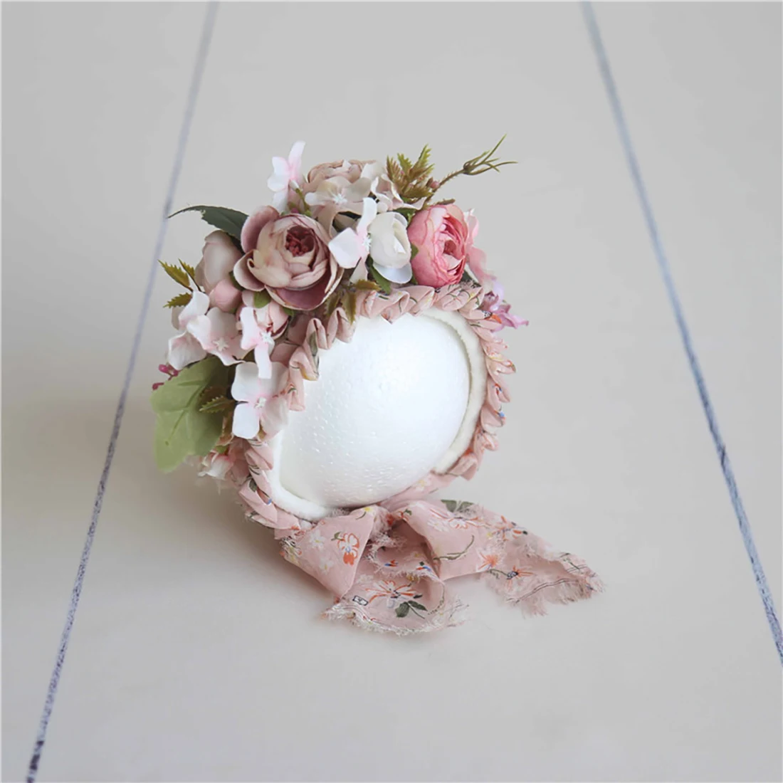Floral Baby Bonnet – Cute Polyester & Wool – Vintage Newborn Hat - Image 41