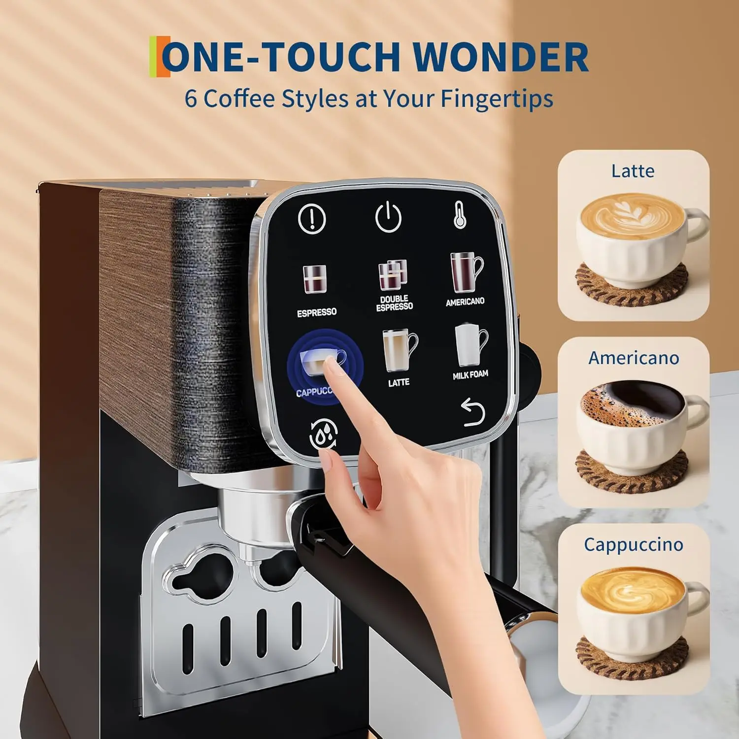 20‑Bar Espresso Machine with Touchscreen, Auto Milk Frother, 45 oz Tank - Image 5