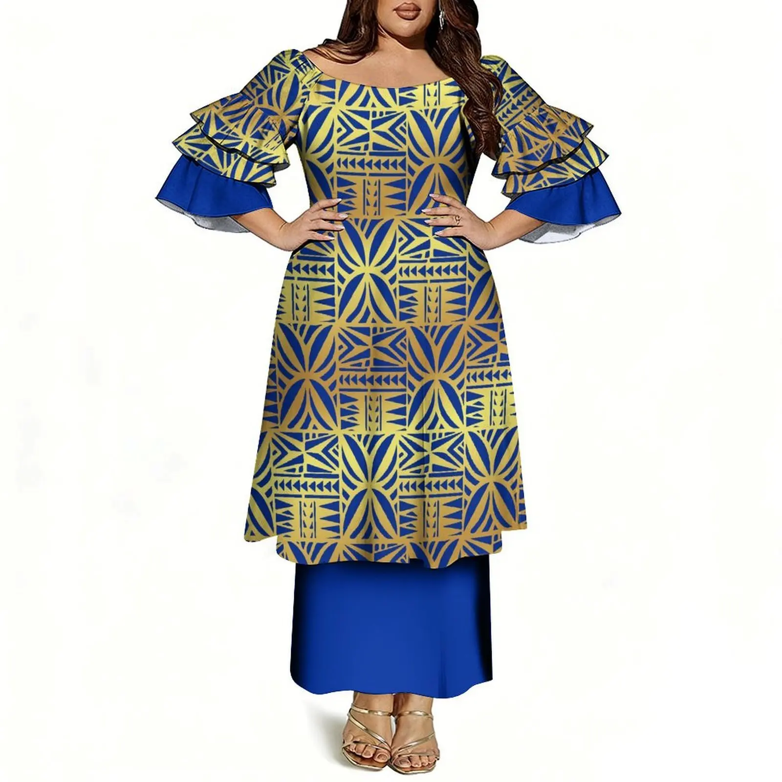 Women's Off-Shoulder Puletasi Two-Piece Dress - view 7
