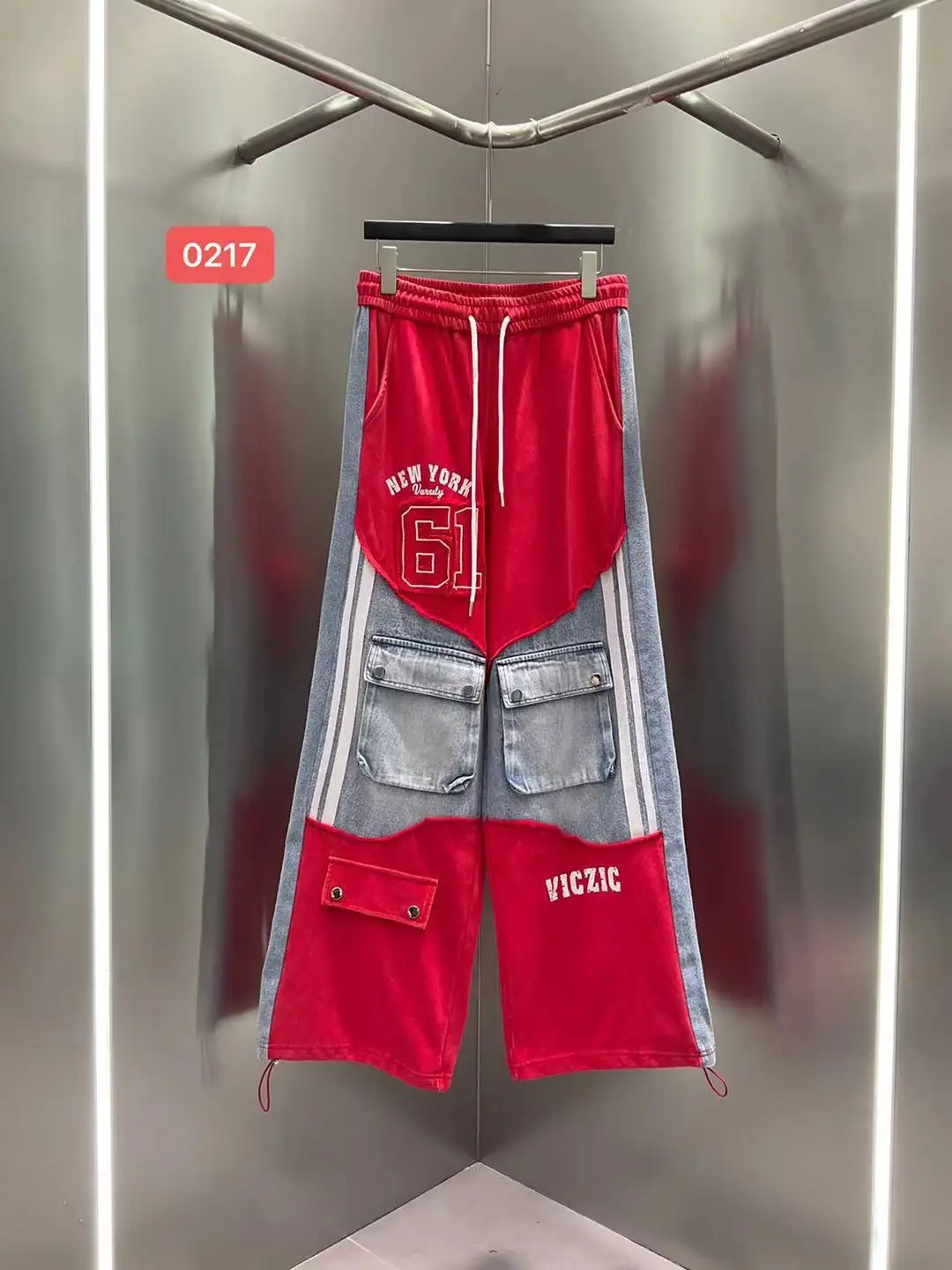 Women's Ripped Denim Tee and Letter Print Pants Set - view 7