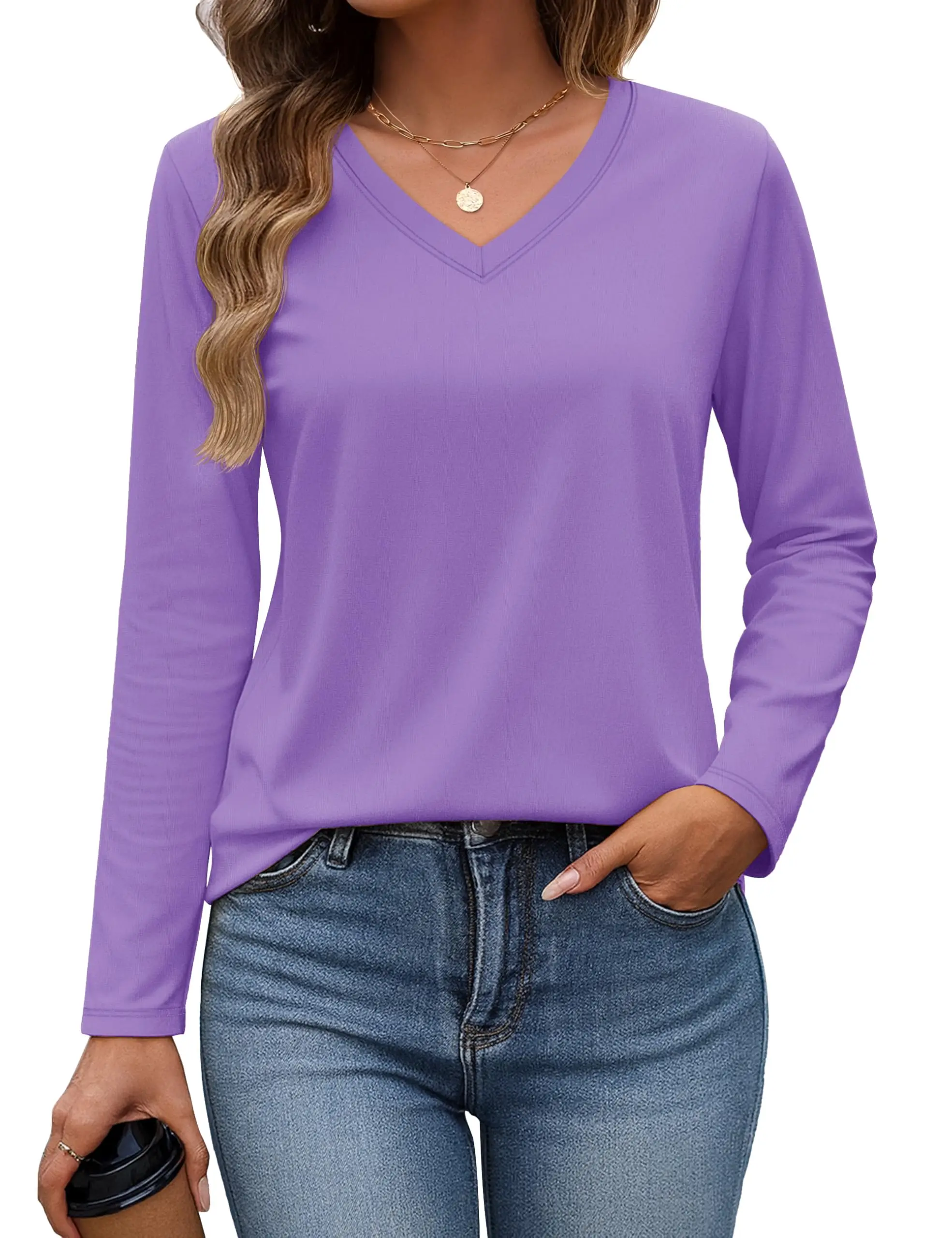 TACVASEN Women's V-Neck Long Sleeve Tee - view 9