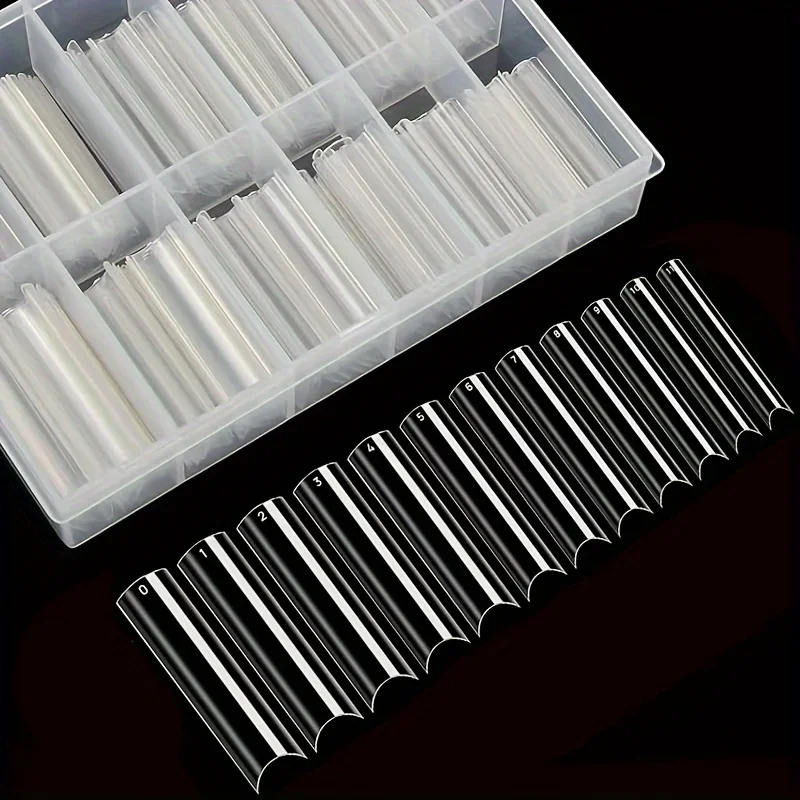 240pcs Plastic False Nail Tips – Square, Extra‑Long Coffin & Cover