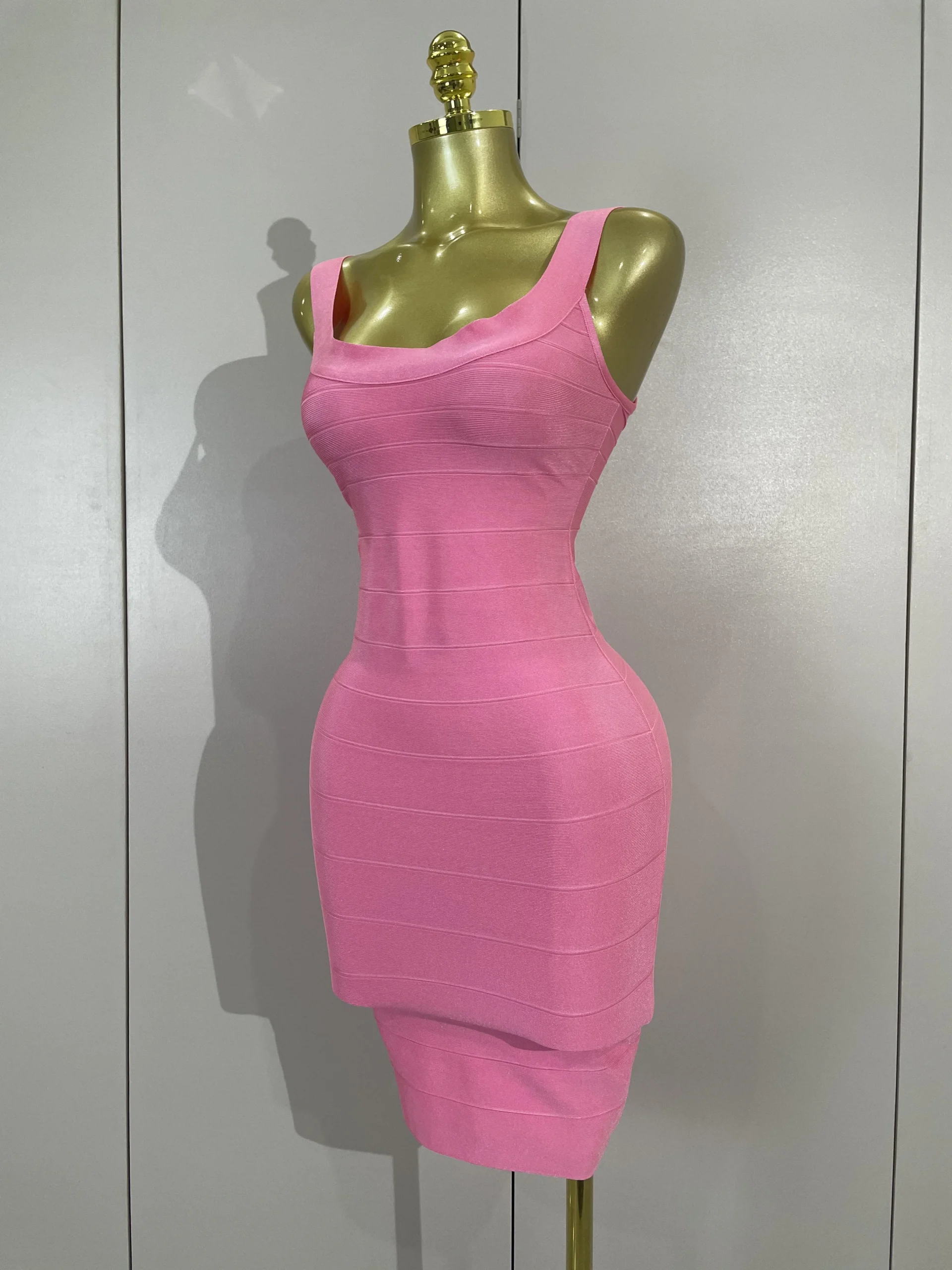 Women 2026 Sleeveless Sexy Bodycon Pink Mini Bandage Dress Celebrity Elegant Evening Party Fancy Club Cocktail Birthday Dress - Image 2
