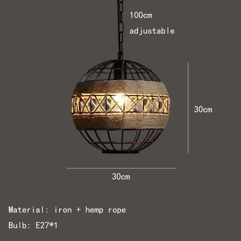 Vintage Rope LED Pendant Lamp – Metal Black/Brown Chandelier - Image 7
