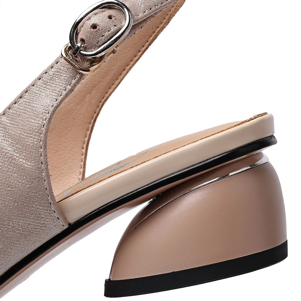 JOCHEBEDHU Genuine Leather Hollow Sandal with Back Strap, Pointed Toe & Square Medium Heel (Size 33‑43) - Image 4