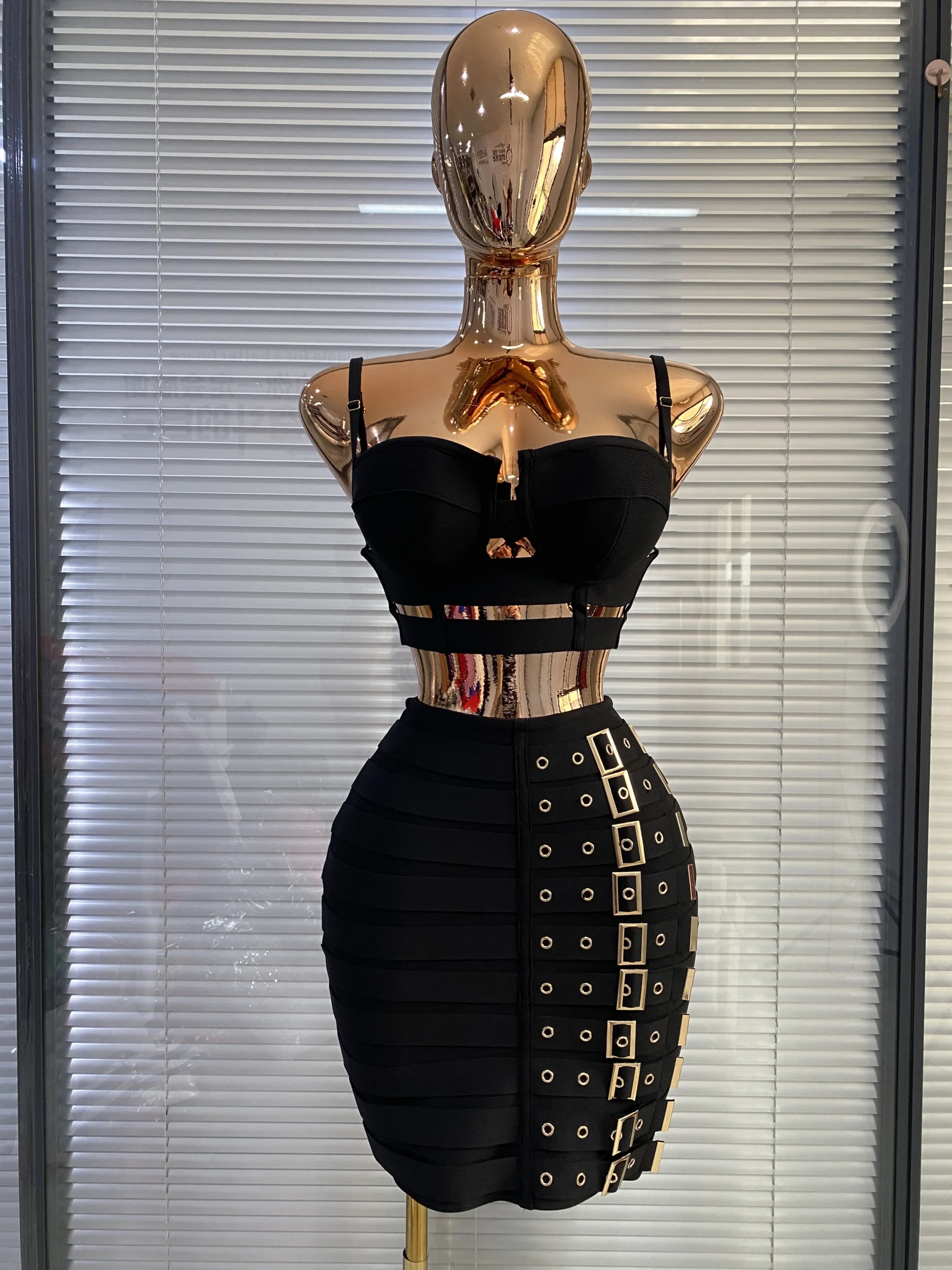 White Bandage Dress Women Designer Bustier Crop Top And Buckles Pencil Skirt Two Pieces Sets Evening Club Party Outfits - Image 7