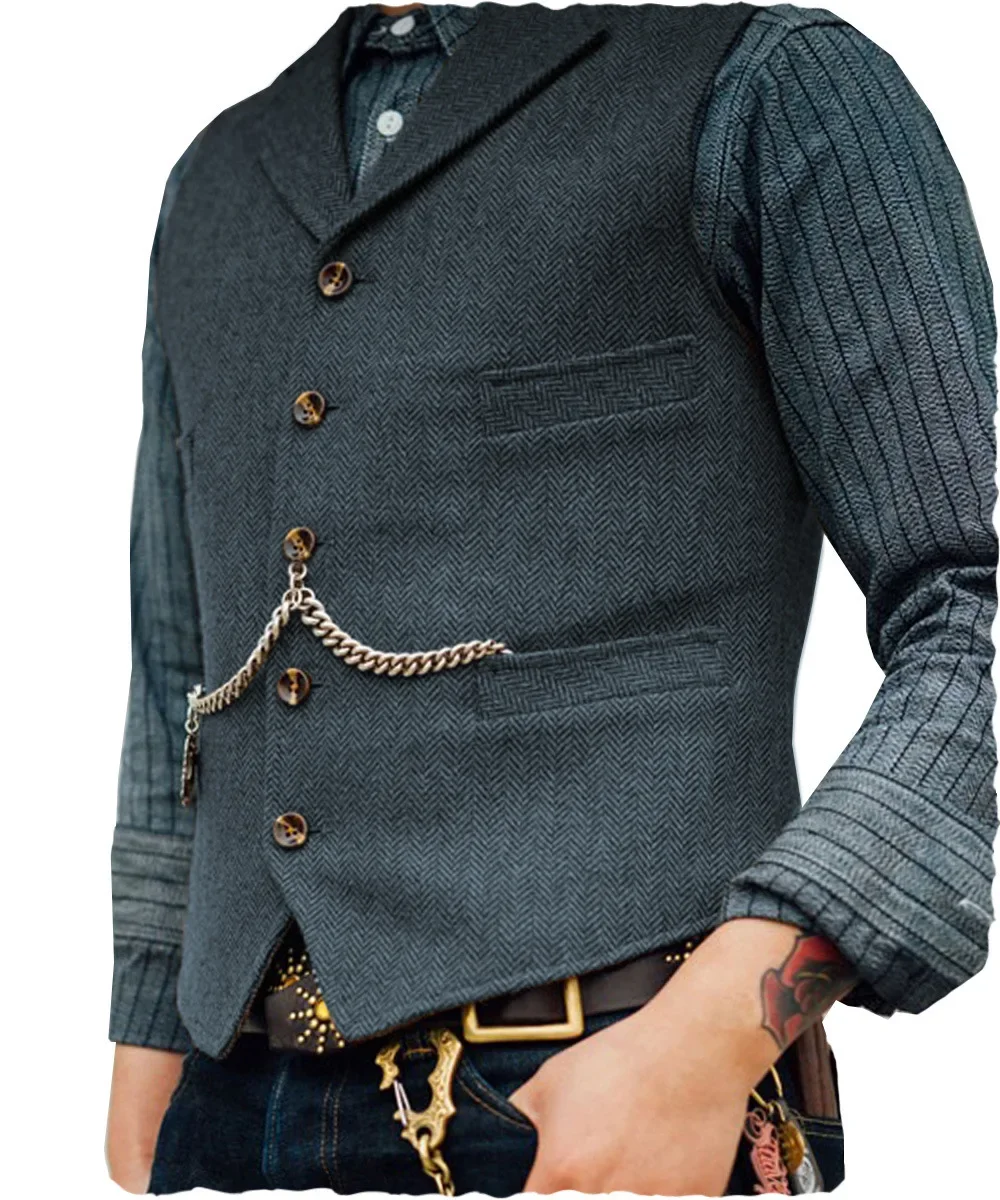Men's Dark Blue Smart Casual Vest - Image 19