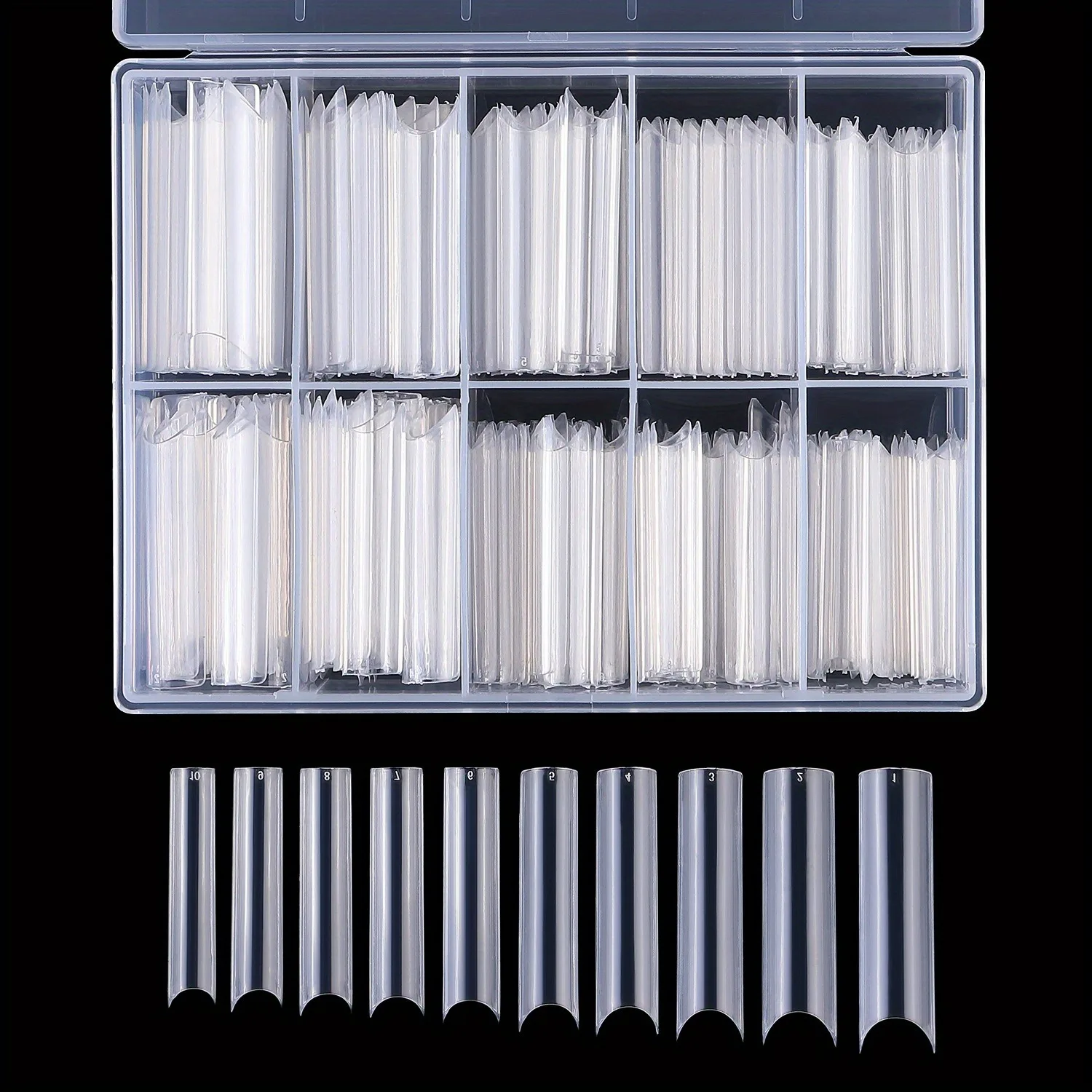 240pcs Plastic False Nail Tips – Square, Extra‑Long Coffin & Cover - Image 4