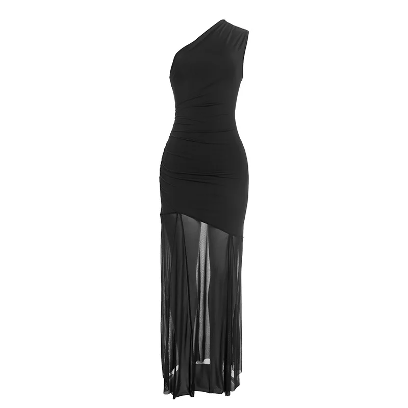 FL Off Shoulder See Through Dress Solid High Waist Patchwork Backless Slim Long Dress Women Vacation Party Evening Dresses New - Image 7