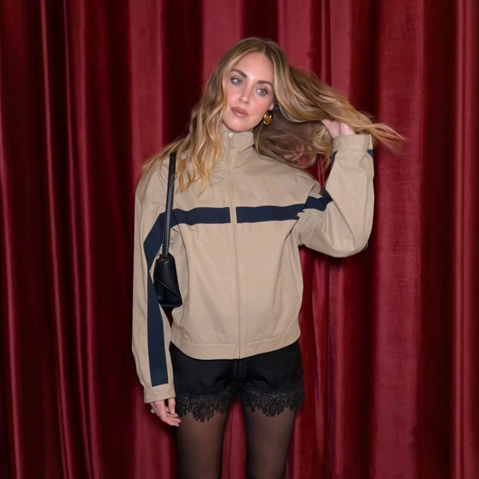 Women's Oversized Vintage Bomber Jacket - view 4