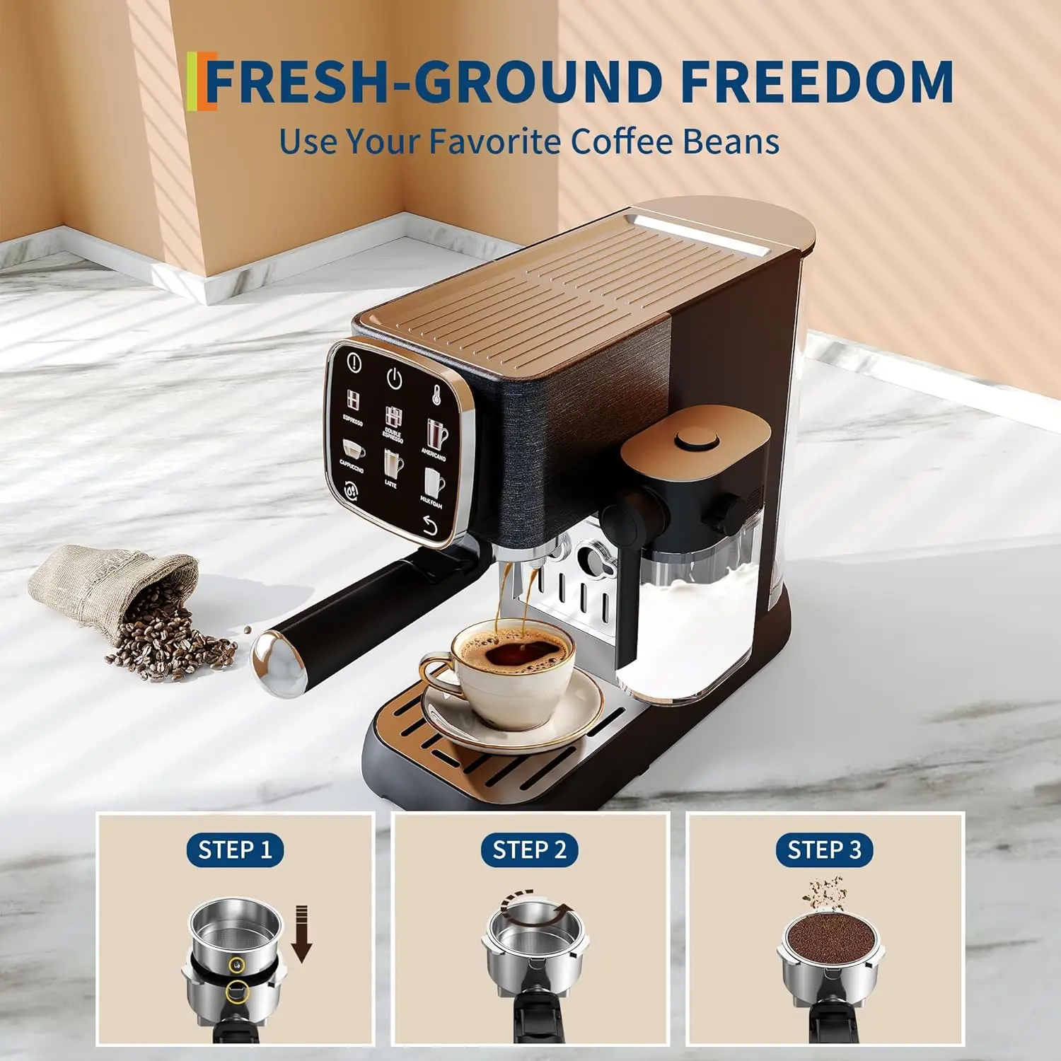 20‑Bar Espresso Machine with Touchscreen, Auto Milk Frother, 45 oz Tank - Image 6