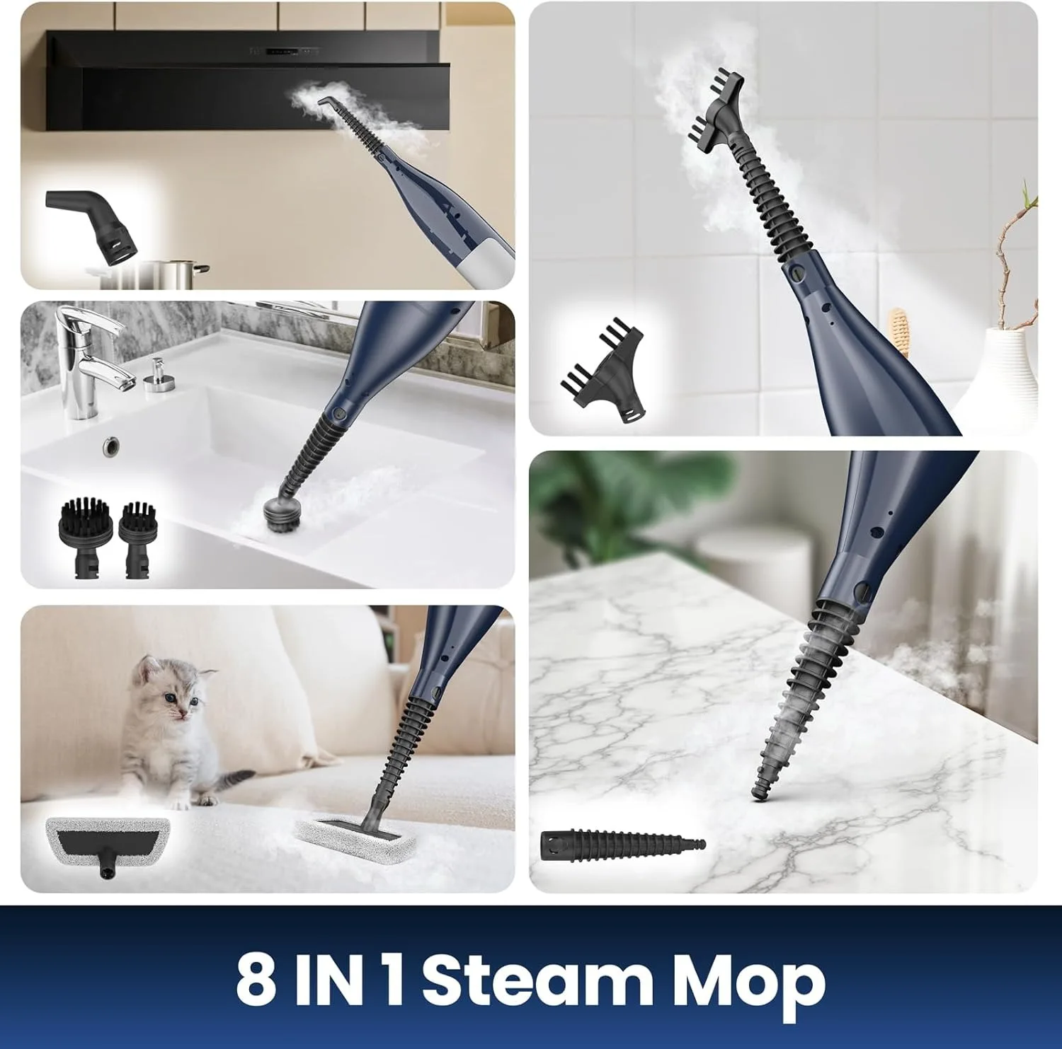 Vastorm VM6 1300W Steam Mop with Rotating Pads, LED Light, 330ml Tank - Image 6