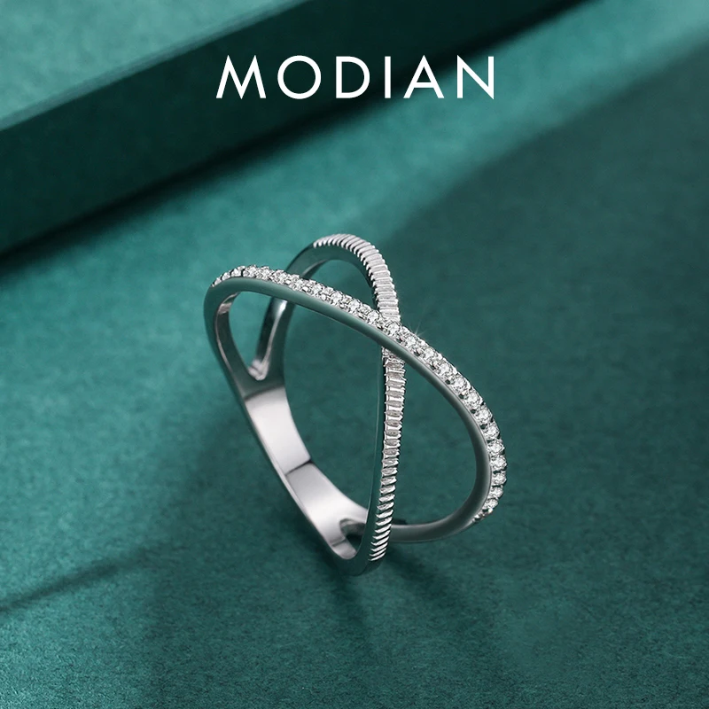 MODIAN 925 Sterling Silver Cross Ring with Clear CZ – Women's - Image 5