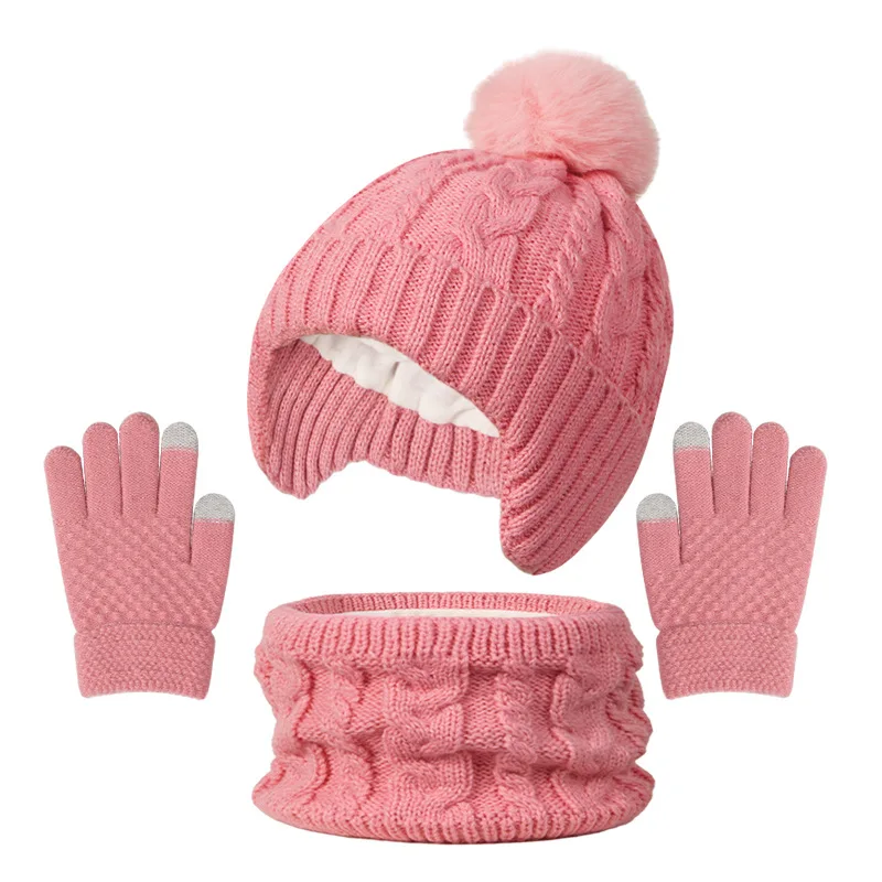 Soft Pink Kids Winter Set – Hat, Scarf & Gloves, Polyester Filled - Image 9