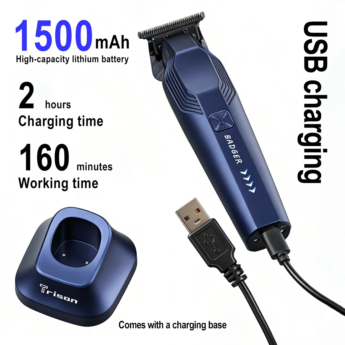 TSC-M4T Hair Trimmer – 7000 RPM, DLC Ceramic Blades, USB‑C Charge - Image 4