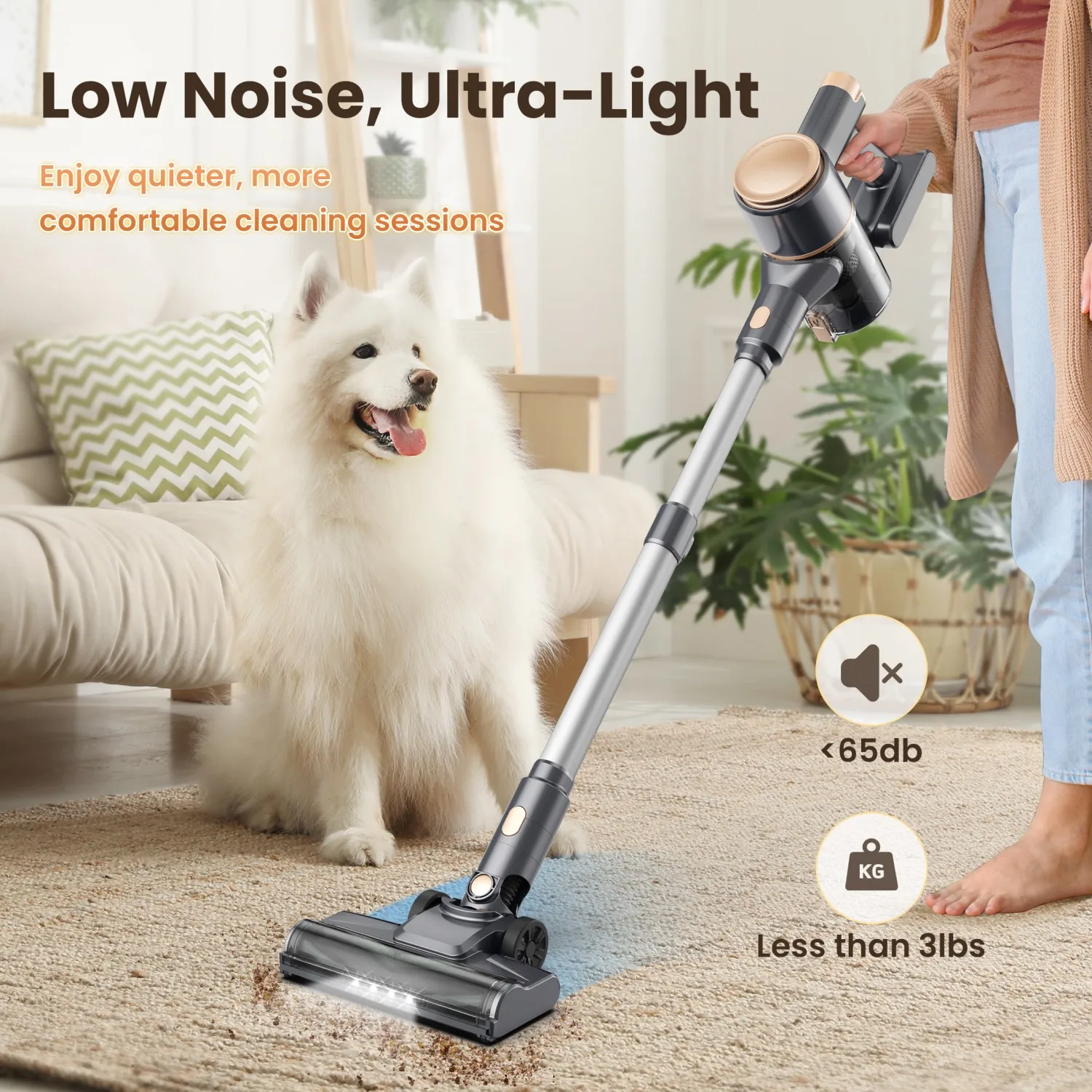 YISORA N8 Cordless Vacuum, 25KPa Dual‑Mode, Bagless, Pet & Carpet - Image 2