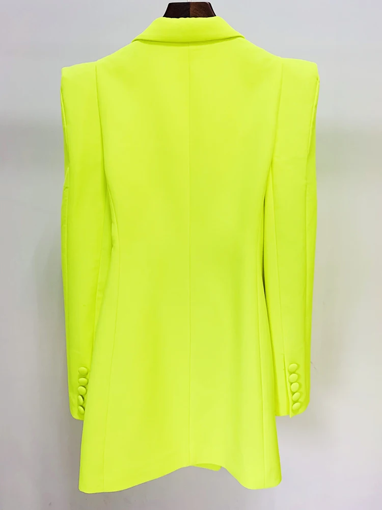 Women's Strong Shoulder Double-Breasted Long Blazer - view 4