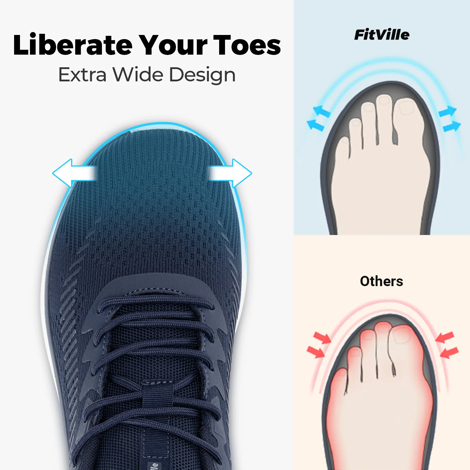 FitVille Men's Cloud Wanderer V20 Lightweight Mesh Shoes, Wide Fit - Image 2