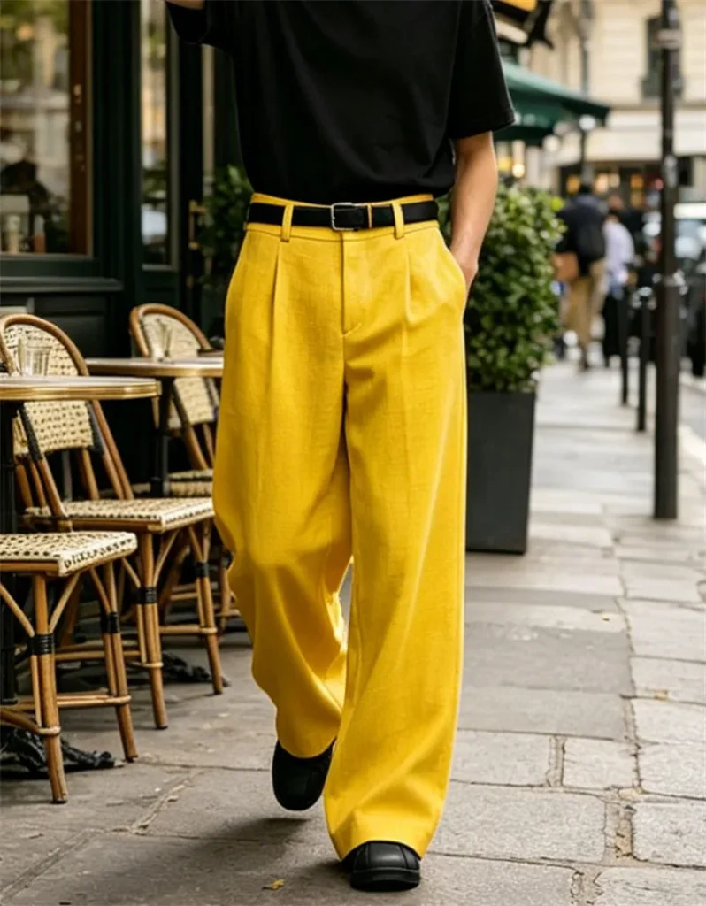 Men‘s Straight Leg Suit Pants With Elastic Waist Comfortable Breathable Wrinkle Resistant Lightweight Casual Trousers Summer