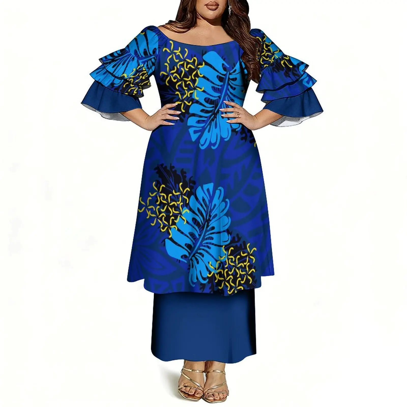 Women's Off-Shoulder Puletasi Two-Piece Dress - view 3