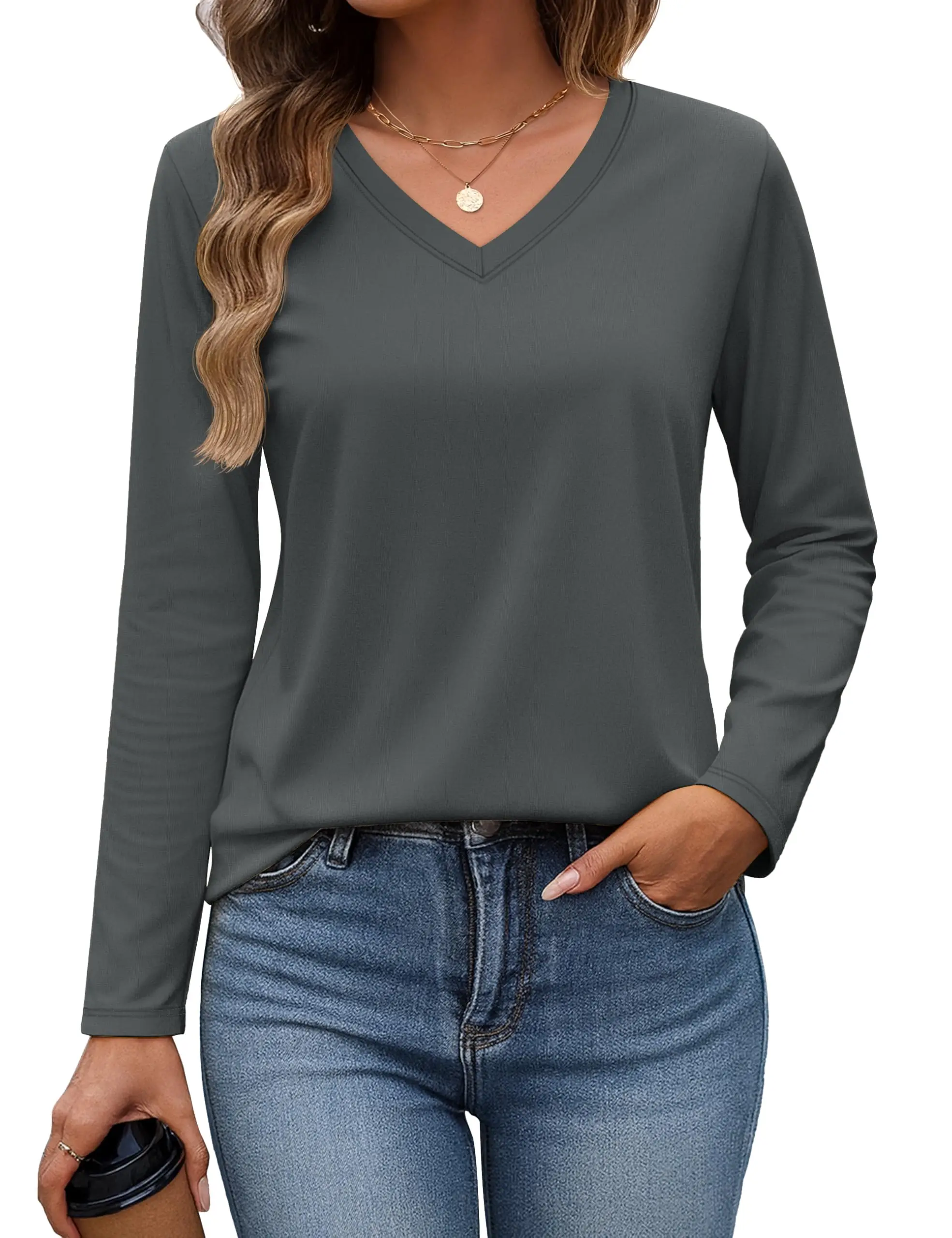TACVASEN Women's V-Neck Long Sleeve Tee - view 18