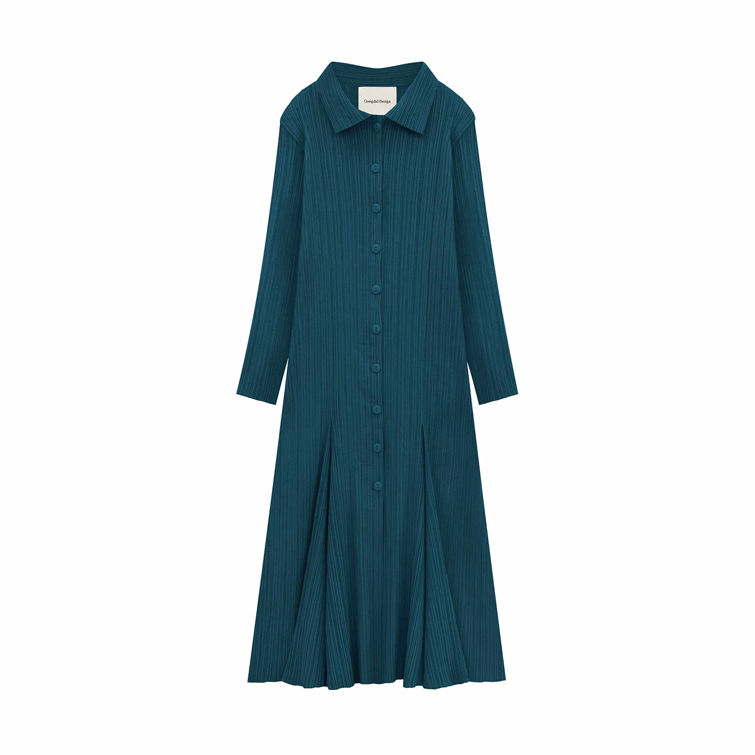 Women's Pleated Long Sleeve Cardigan Dress - view 9