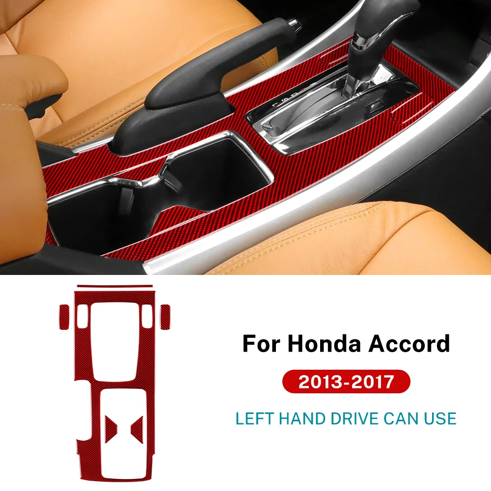 Carbon Fiber 2PCS Center Console Gear Panel Cup Holder Trim Sticker For Honda Accord 2013-2017 Car Interior Decoration Sticker - Image 7