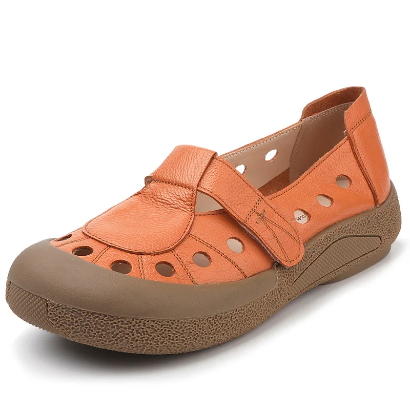 GKTINOO Genuine Leather Hollow‑Out Ballet Flats with Soft Rubber Sole - Image 2