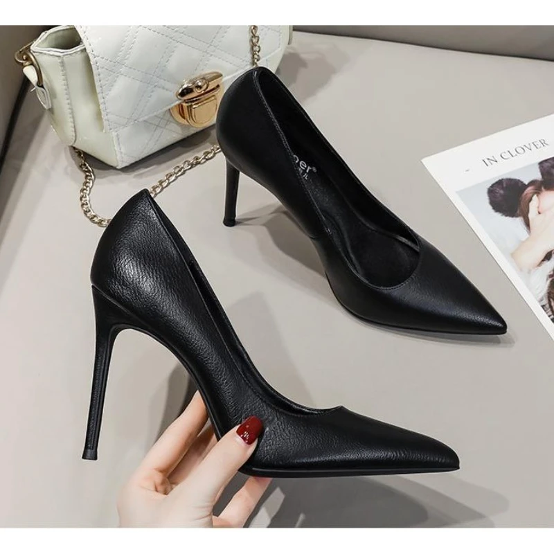 Women's Split Leather Pointed-Toe Pump with Thin High Heel - Image 5