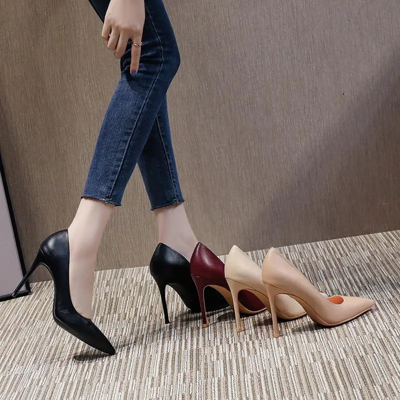 Women's Split Leather Pointed-Toe Pump with Thin High Heel - Image 4