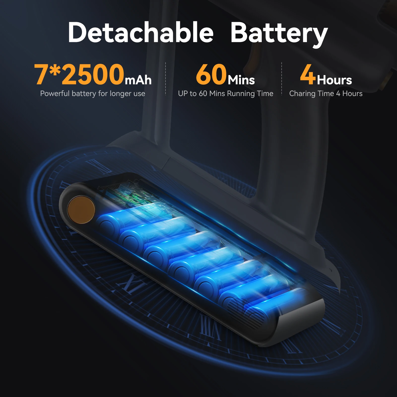 E.LUO Cordless Handheld Vacuum Cleaner – 26000Pa Suction, Touch‑Screen LCD, 55‑min Battery, Bagless Cyclone Dust Bucket, Auto Speed Control - Image 6