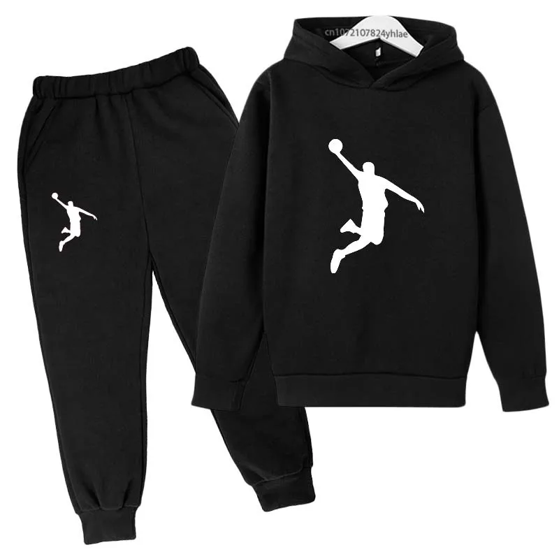 Kids Letter Print Hoodie & Pants Tracksuit Set
