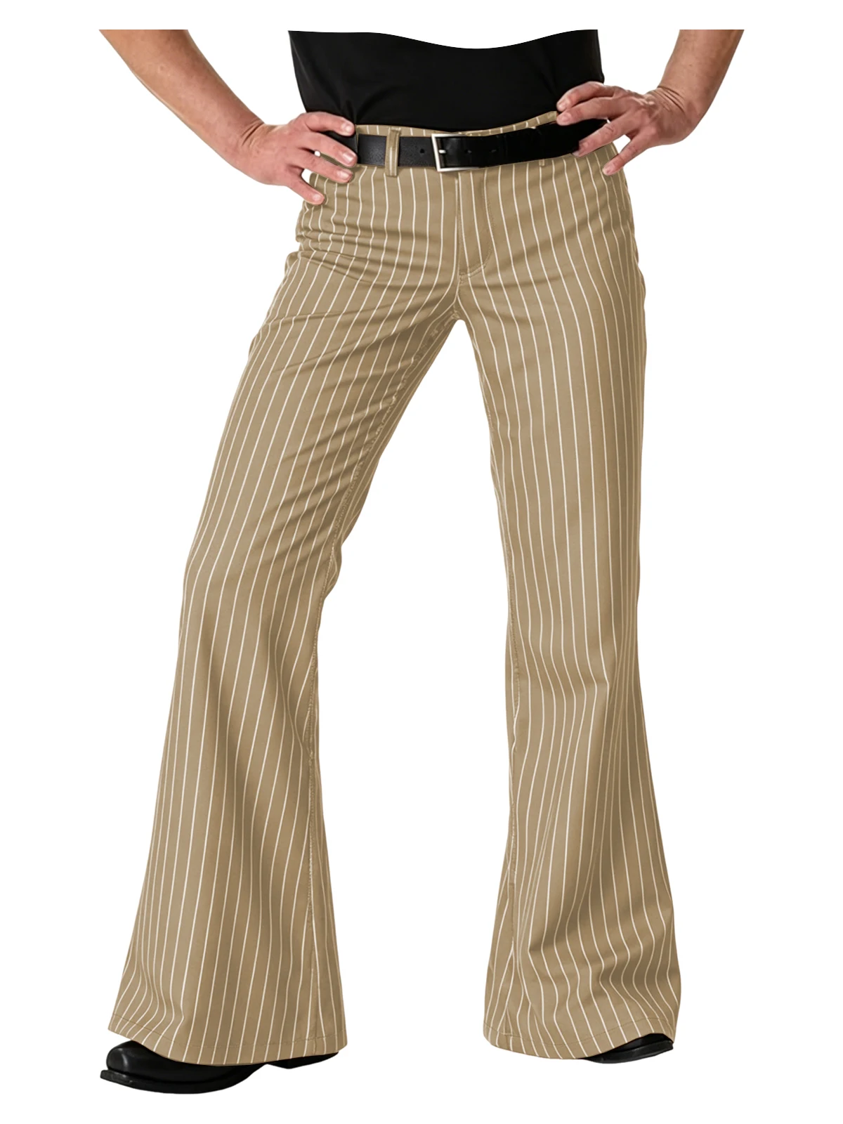Men's Polyester Pinstripe Flared Pants - Image 11