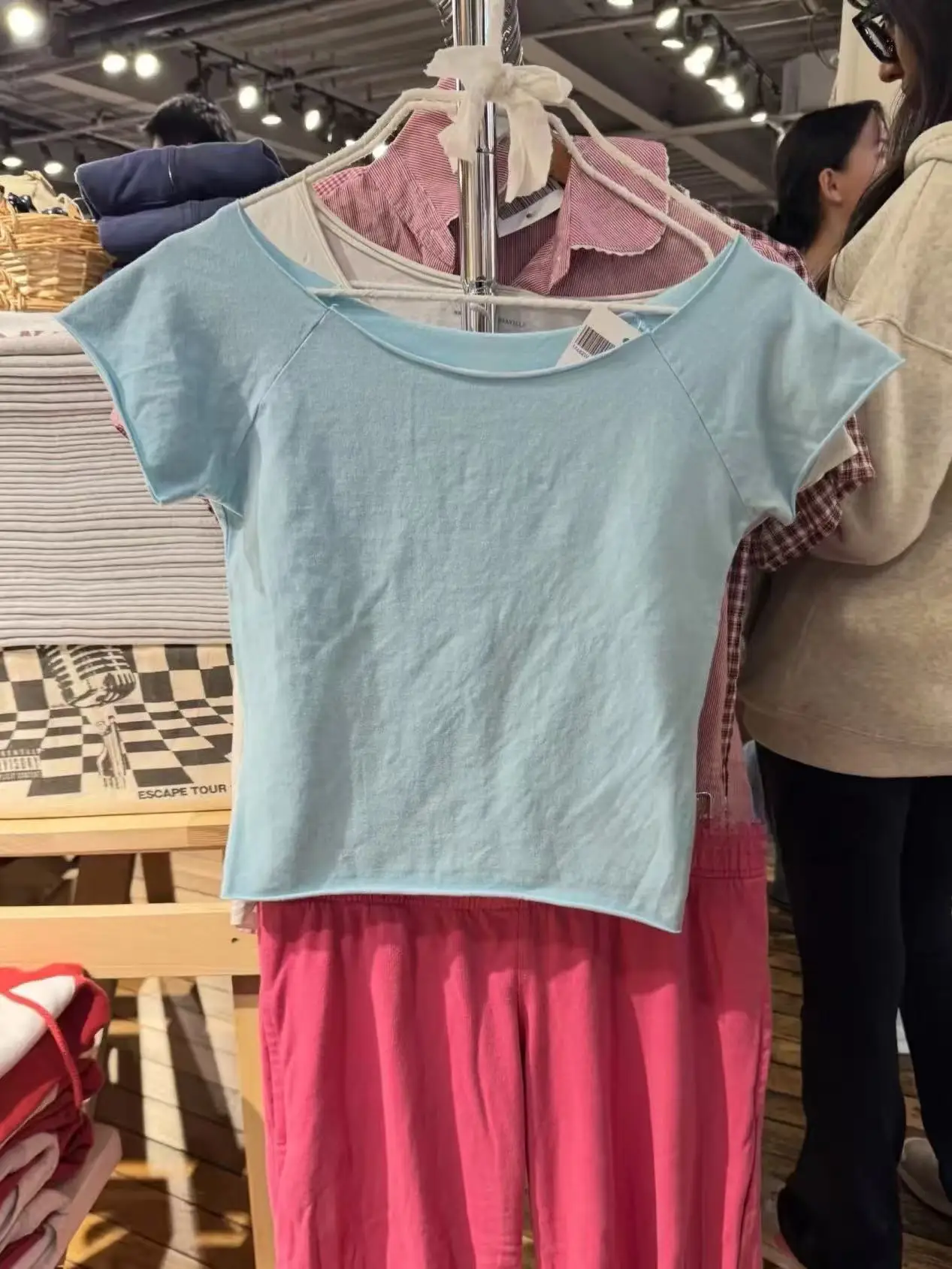 Women's Slash Neck Cotton Crop Tee - view 3
