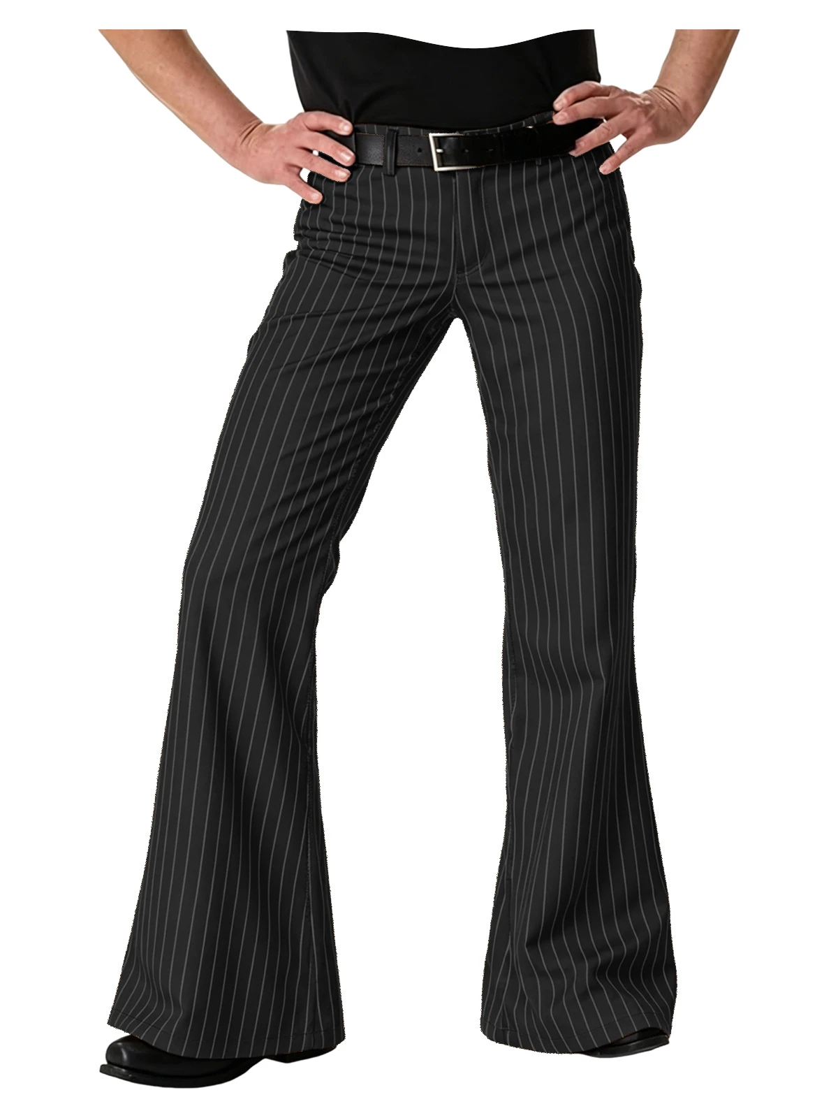 Men's Polyester Pinstripe Flared Pants - Image 15