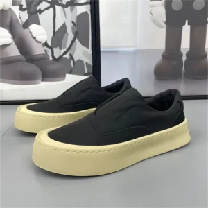 Men's Slip-On Platform Sneakers – Breathable PU Upper, Rubber Outsole