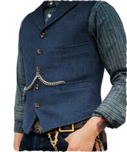 Men's Dark Blue Smart Casual Vest