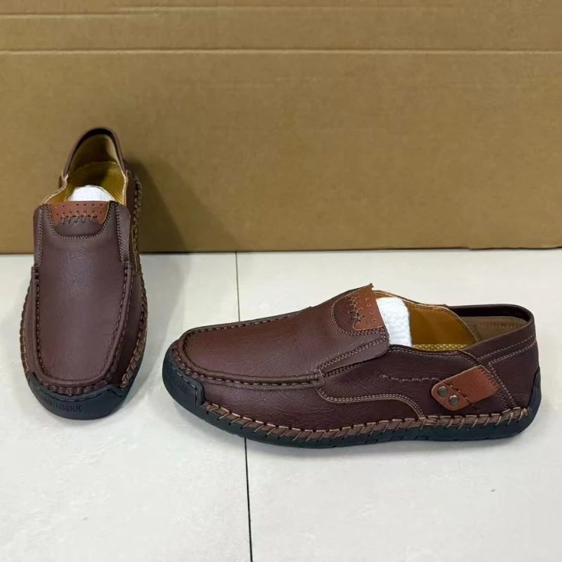 Leather Men's Handmade Slip-On Loafers – PU Lining, Rubber Sole - Image 7