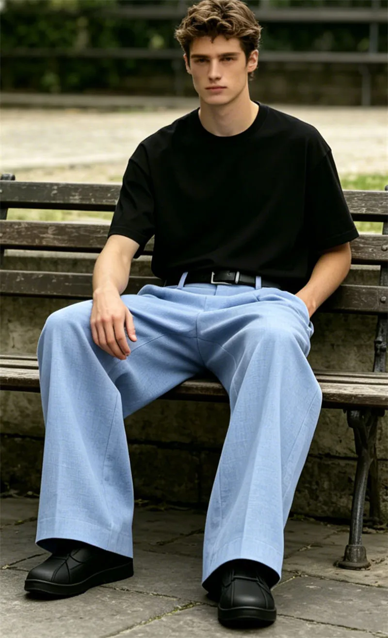 Men‘s Straight Leg Suit Pants With Elastic Waist Comfortable Breathable Wrinkle Resistant Lightweight Casual Trousers Summer - Image 3