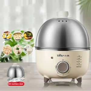 360W Stainless Steel Electric Egg Boiler with Timer – 4‑6 Egg Capacity