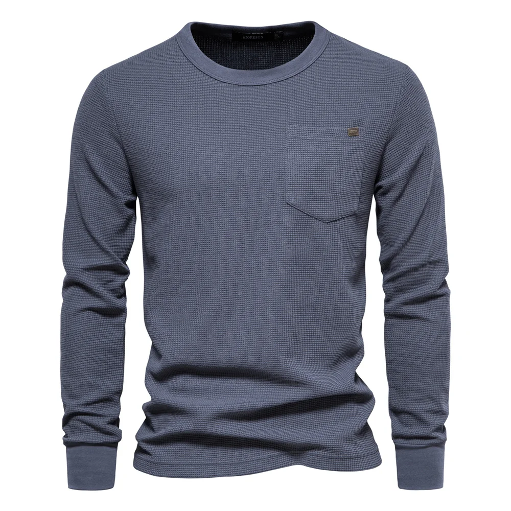 Men's Waffle Cotton Long Sleeve T-Shirt - Image 12