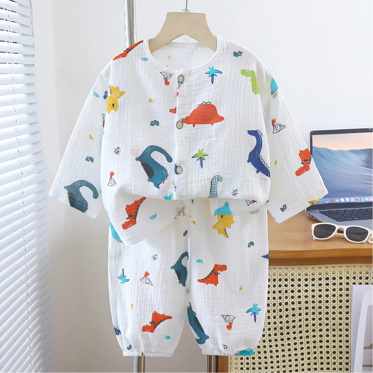Kids Unisex Cotton Gauze Sleepwear Set – Raglan Full Sleeve Summer - Image 10