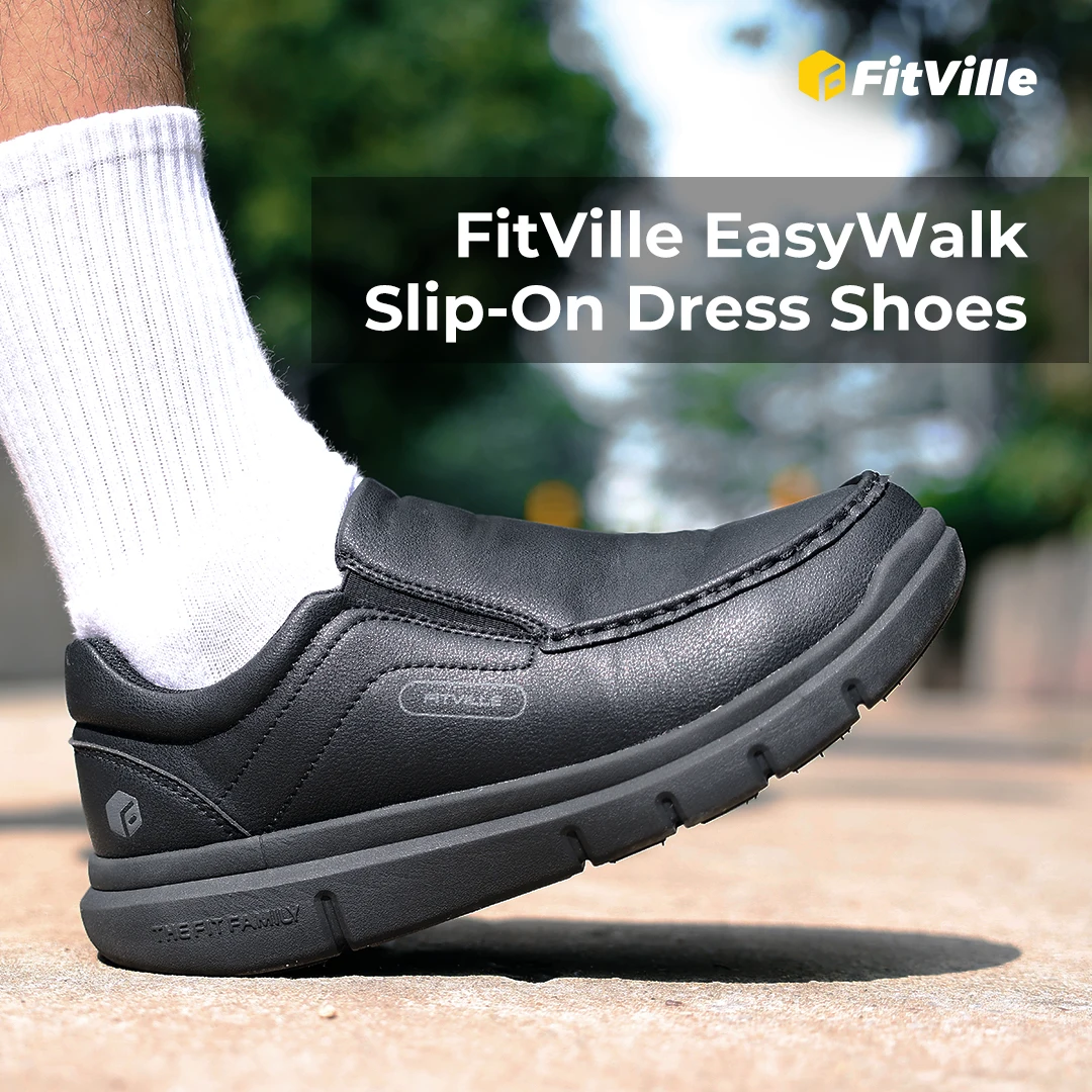 FitVille Men’s Wide‑Fit PU Slip‑On Loafers with EVA Arch Support - Image 5