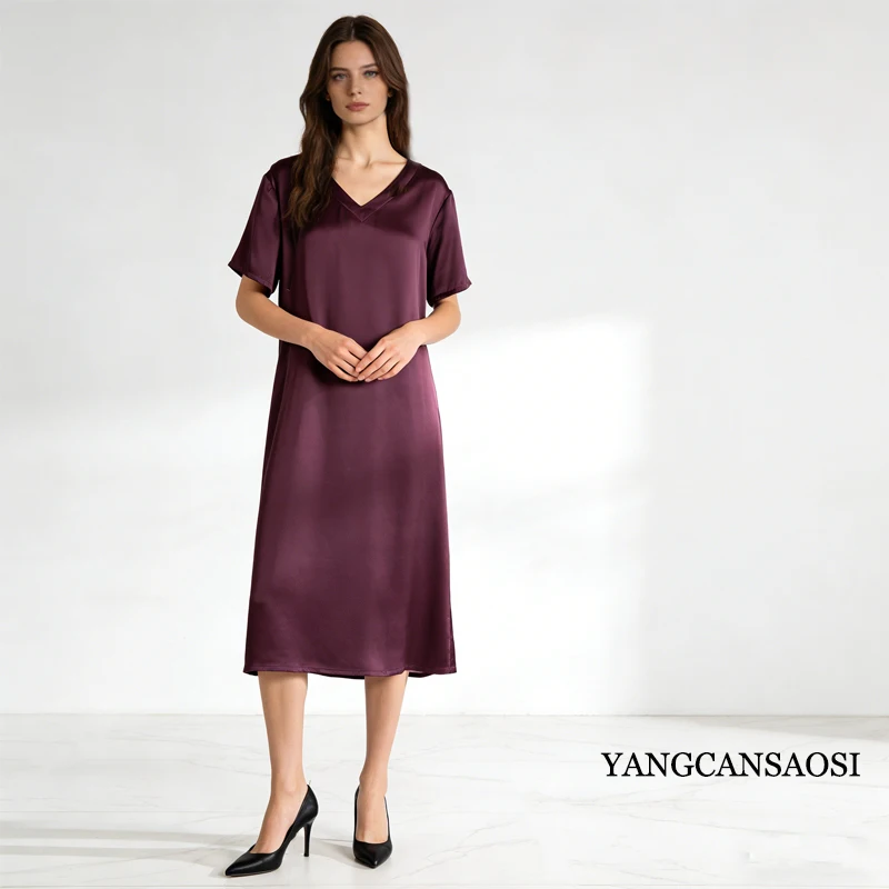 Women's Plus Size Mulberry Silk Midi Dress - view 3