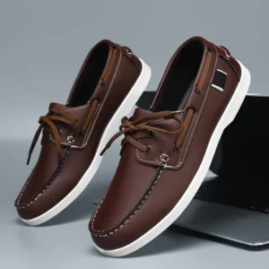 Men's PU Leather Lace‑Up Loafers – Non‑Slip Casual Shoes (Plus Size)