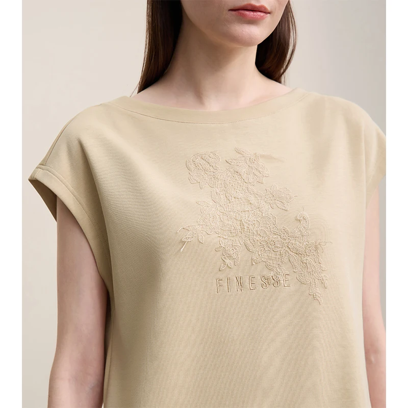 Women's Embroidered Lace Boat Neck Midi Dress - view 5