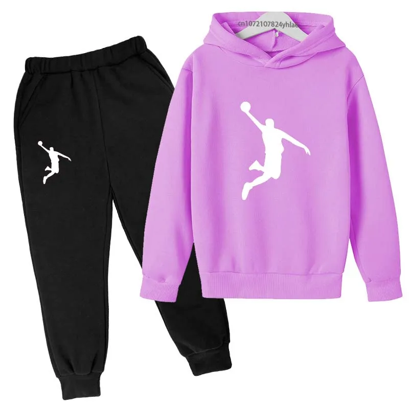Kids Letter Print Hoodie & Pants Tracksuit Set - Image 9